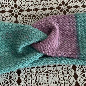 Twisted Knit Head Band Purple Green One Size Fits Most Warm Winter Headwear